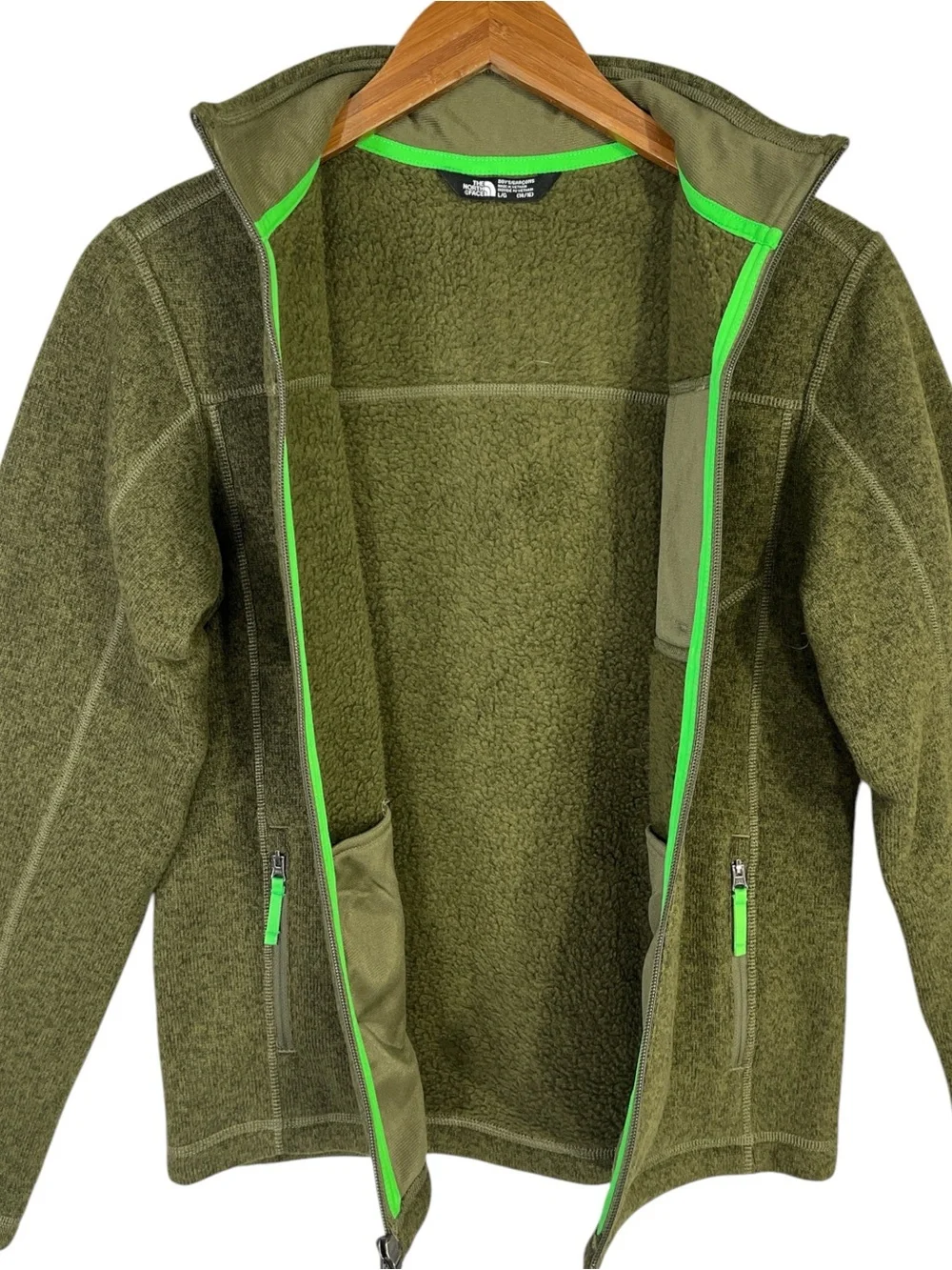 The North Face Boys Heather Green Zip Front Jacket Size Large